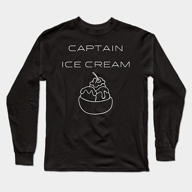 Captain Ice Cream Typography White Design Long Sleeve T-Shirt by Stylomart